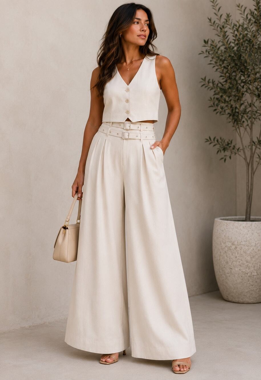 Pleated Wide Leg Pants